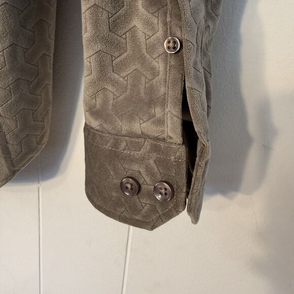 Men’s Button Down Geometric Contiguous Jeans Premium Cotton Slim Fit Size L - Picture 4 of 6